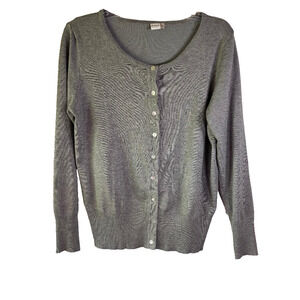 Vila Minalo Button Down Cardigan Sweater, Grey, Women's XL Grandma Core